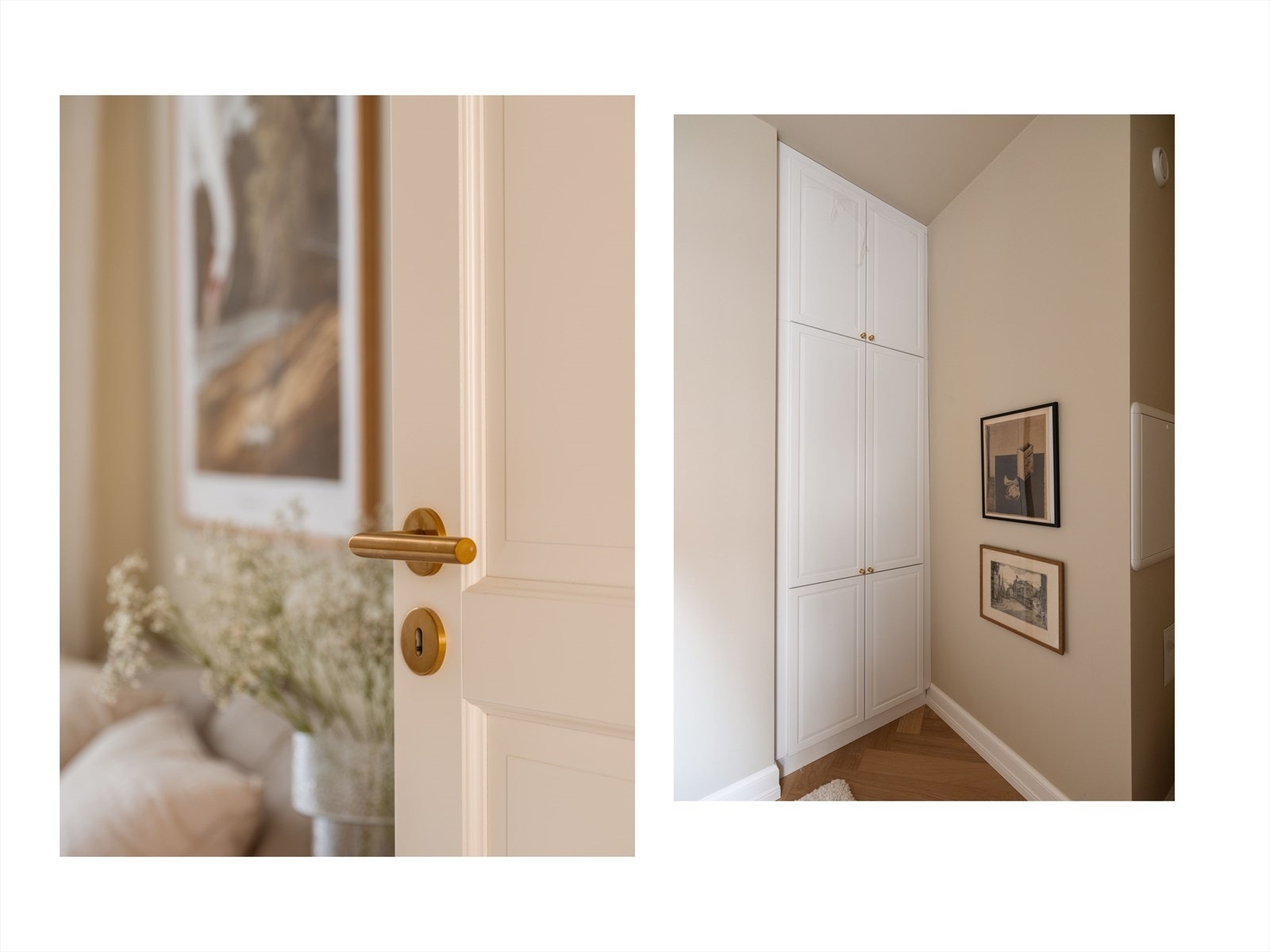 Detaljer på soverom I. Garderobeskap fra KVIK som går fra gulv til tak. Galleribilde