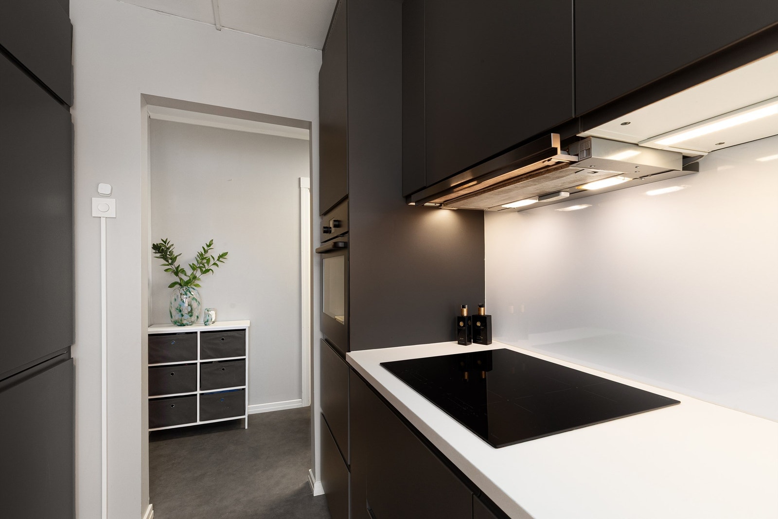 Integrert platetopp, stekeovn, kjøleskap og oppvaskmaskin medfølger boligen Galleribilde