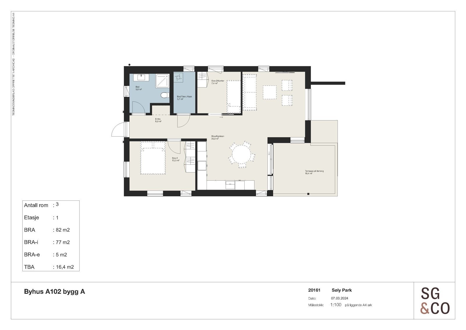 Byhus Leil. A102 - plantegning Galleribilde