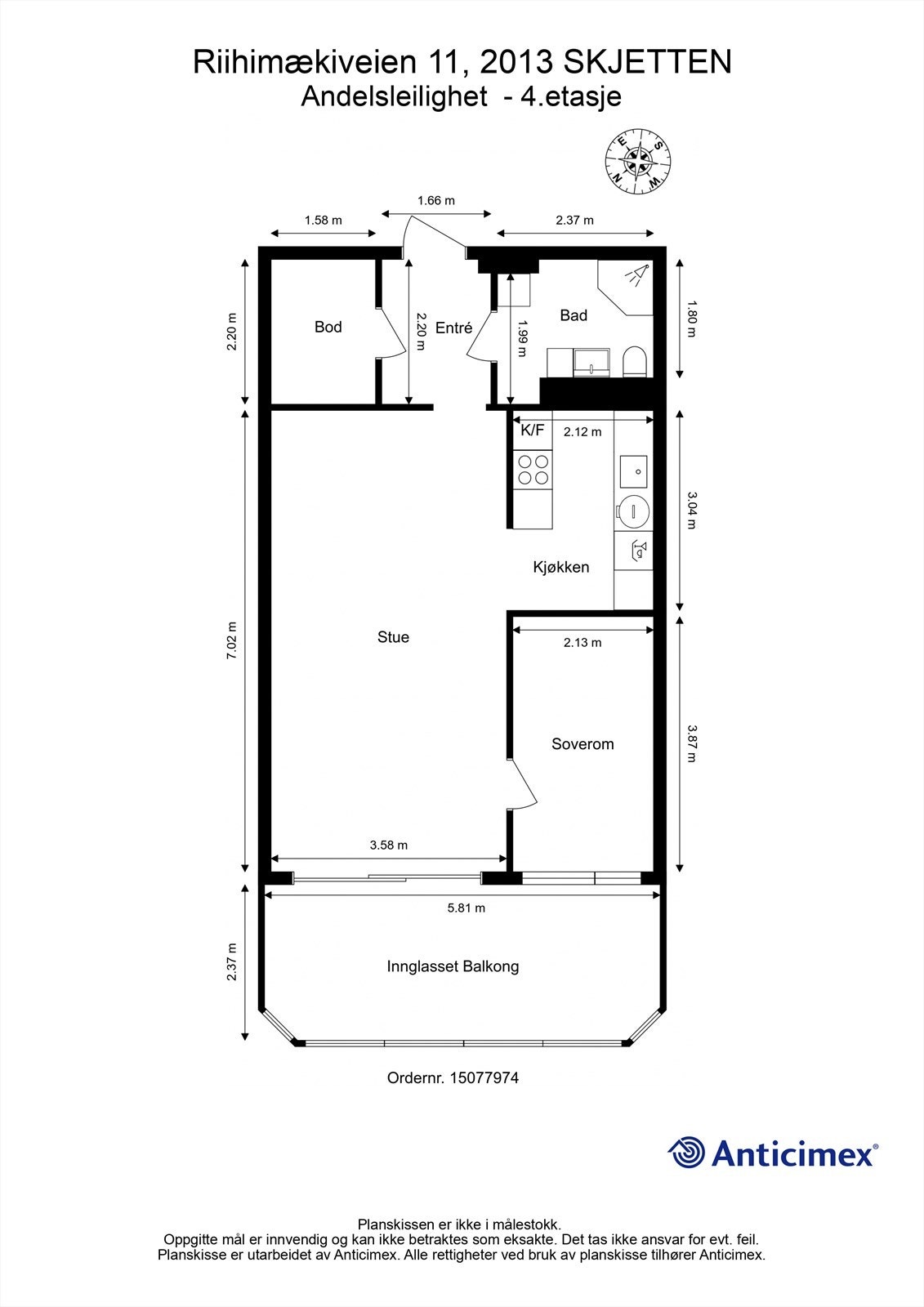 Plantegningen viser en arealeffektiv leilighet med god romfordeling og en praktisk planløsning. Galleribilde