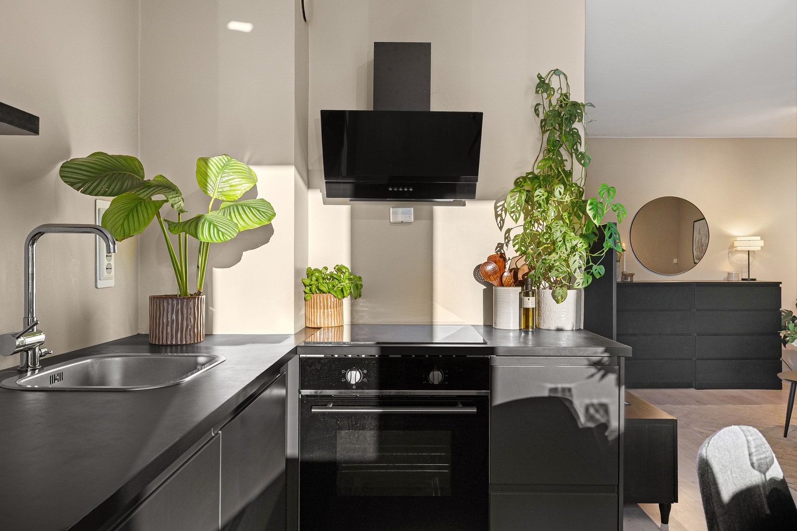 Integrerte hvitevarer består av frys-/kjøleskap, stekeovn og oppvaskmaskin. Galleribilde