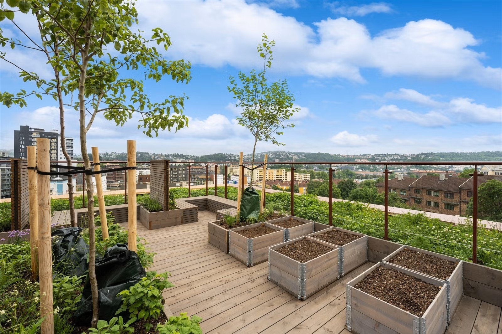 Det er totalt 4 takterrasser som kan benyttes av beboere. Foto: Studio Oslo v/ Kristin Galleribilde