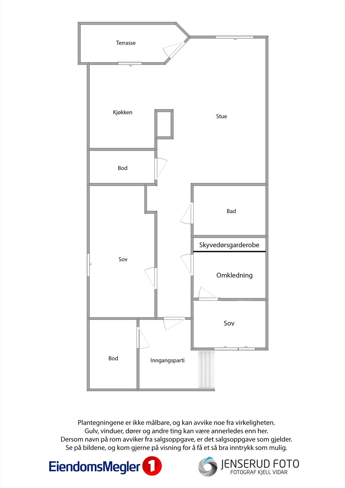 Leiligheten har en funksjonell planløsning på 76 m² med to soverom og gode lagringsmuligheter. Galleribilde
