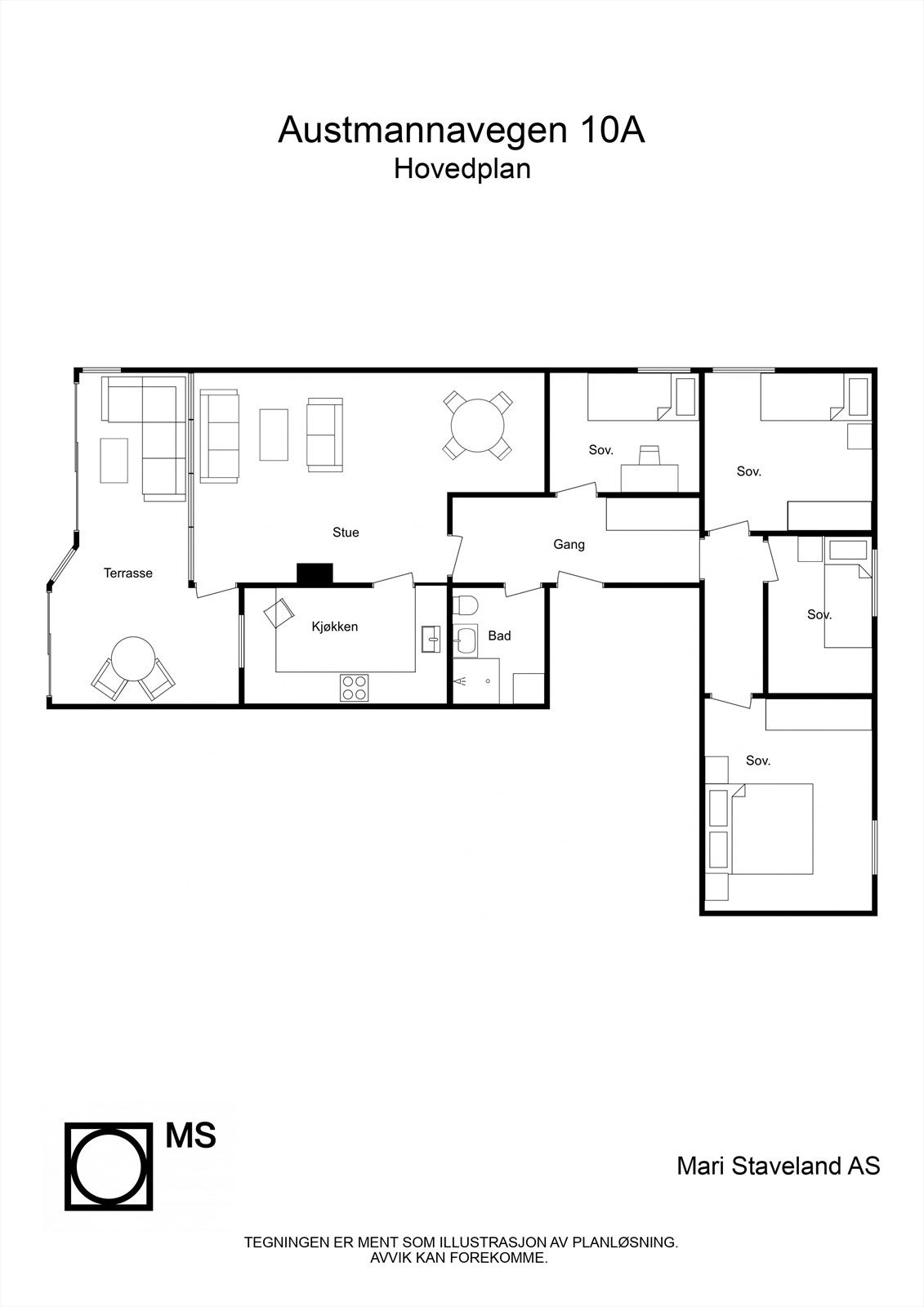 Austmannavegen 10A - 2D - Hovedplan - Letterhead Galleribilde