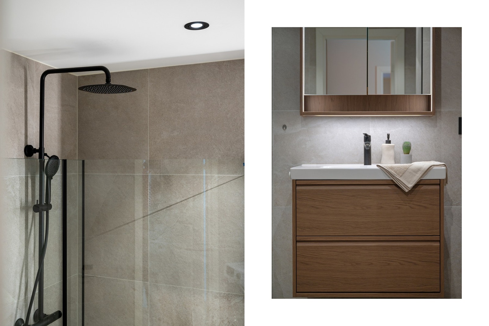 Baderomsinnredningen har et moderne preg. Galleribilde