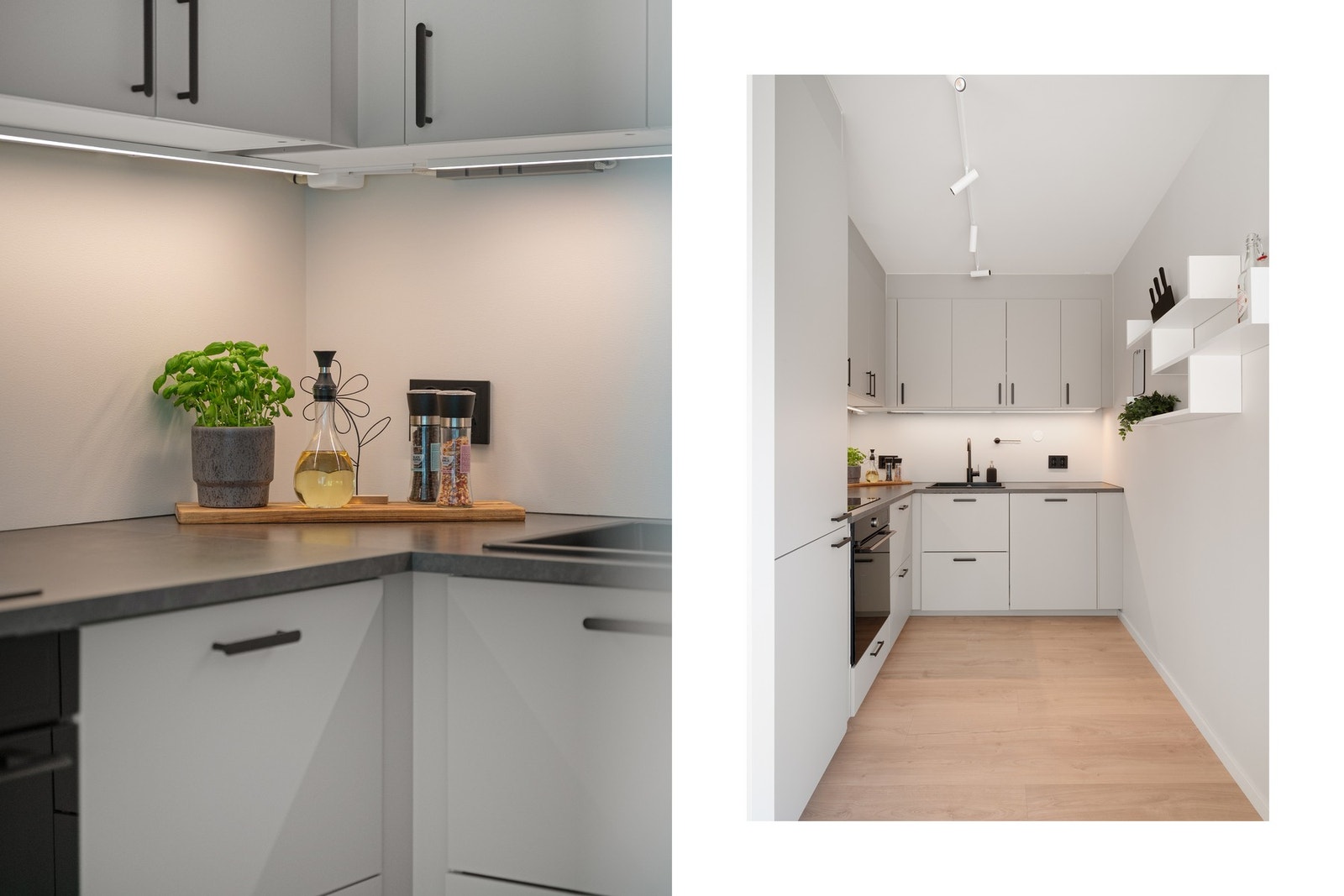 Kjøkkenet har godt med oppbevarings- og arbeidsplass. Galleribilde