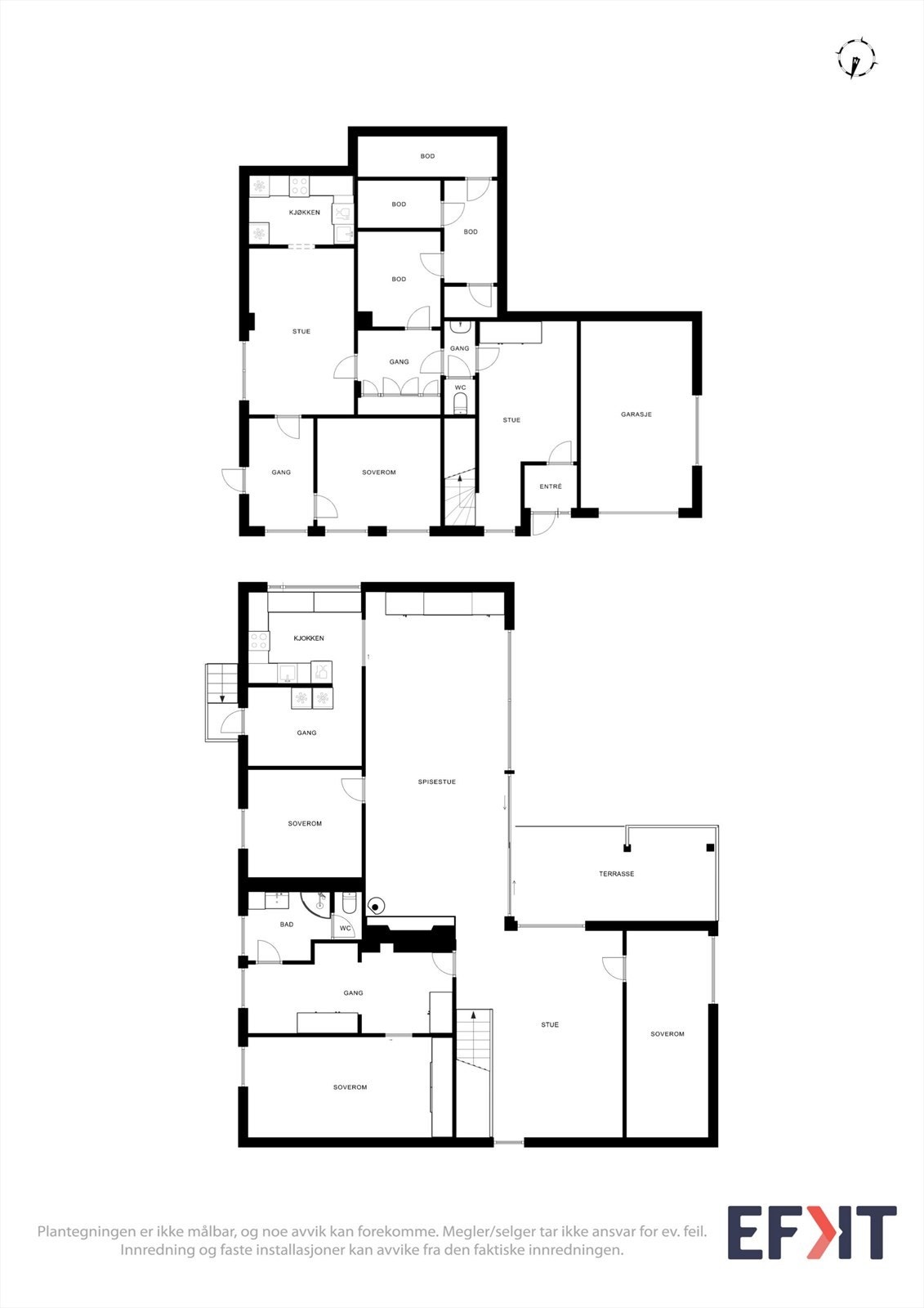 Plantegningen er ikke målbar, og noe avvik kan forekomme. Galleribilde