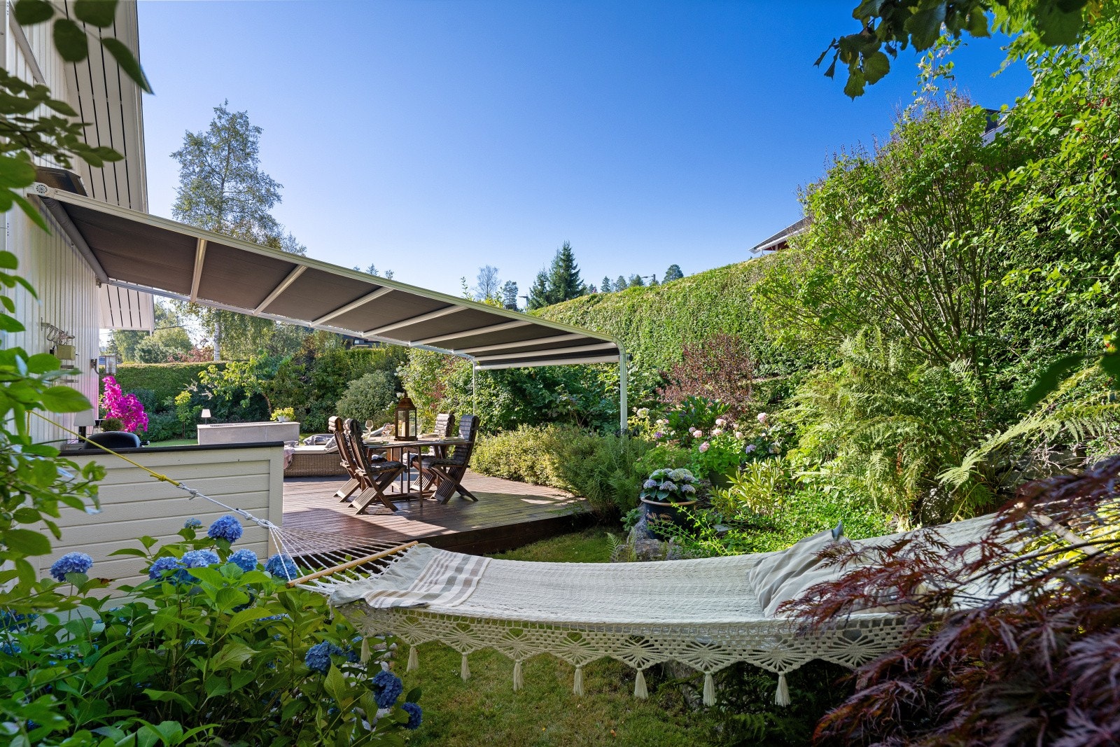 Uteområdet er svært skjermet mot innsyn og oppleves privat og rolig. Galleribilde