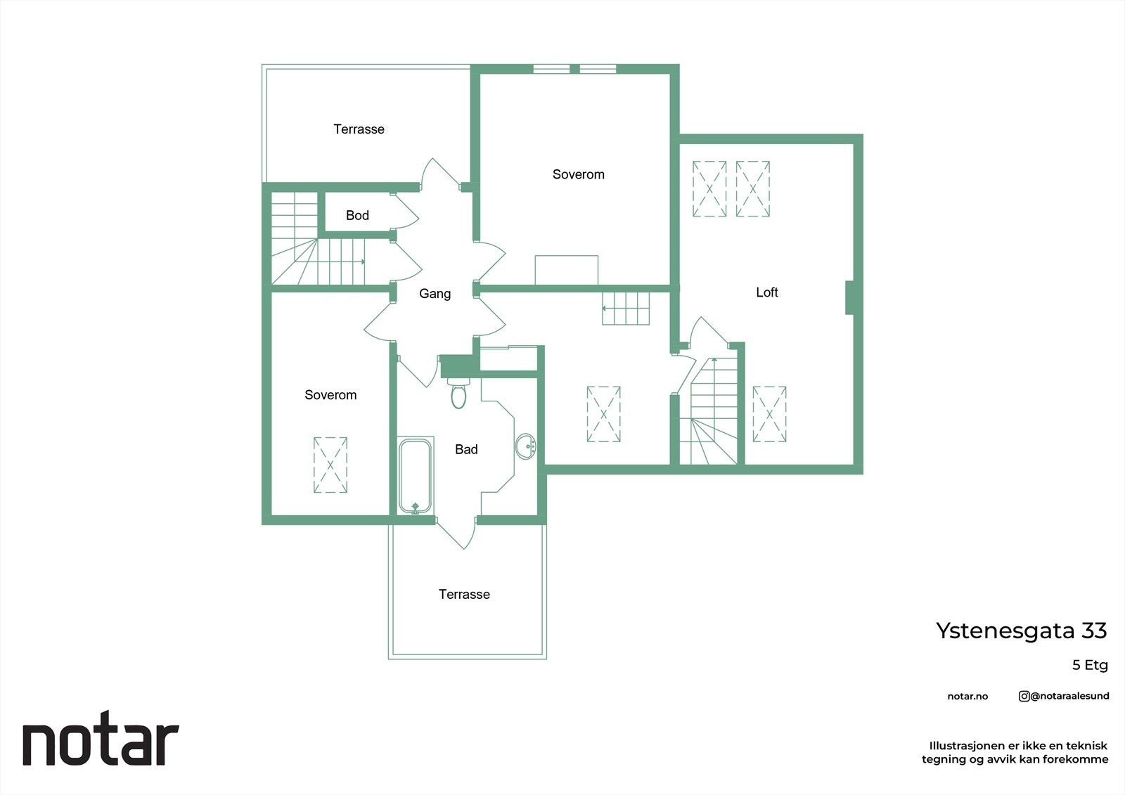 Planskisse for loftetasjen Galleribilde