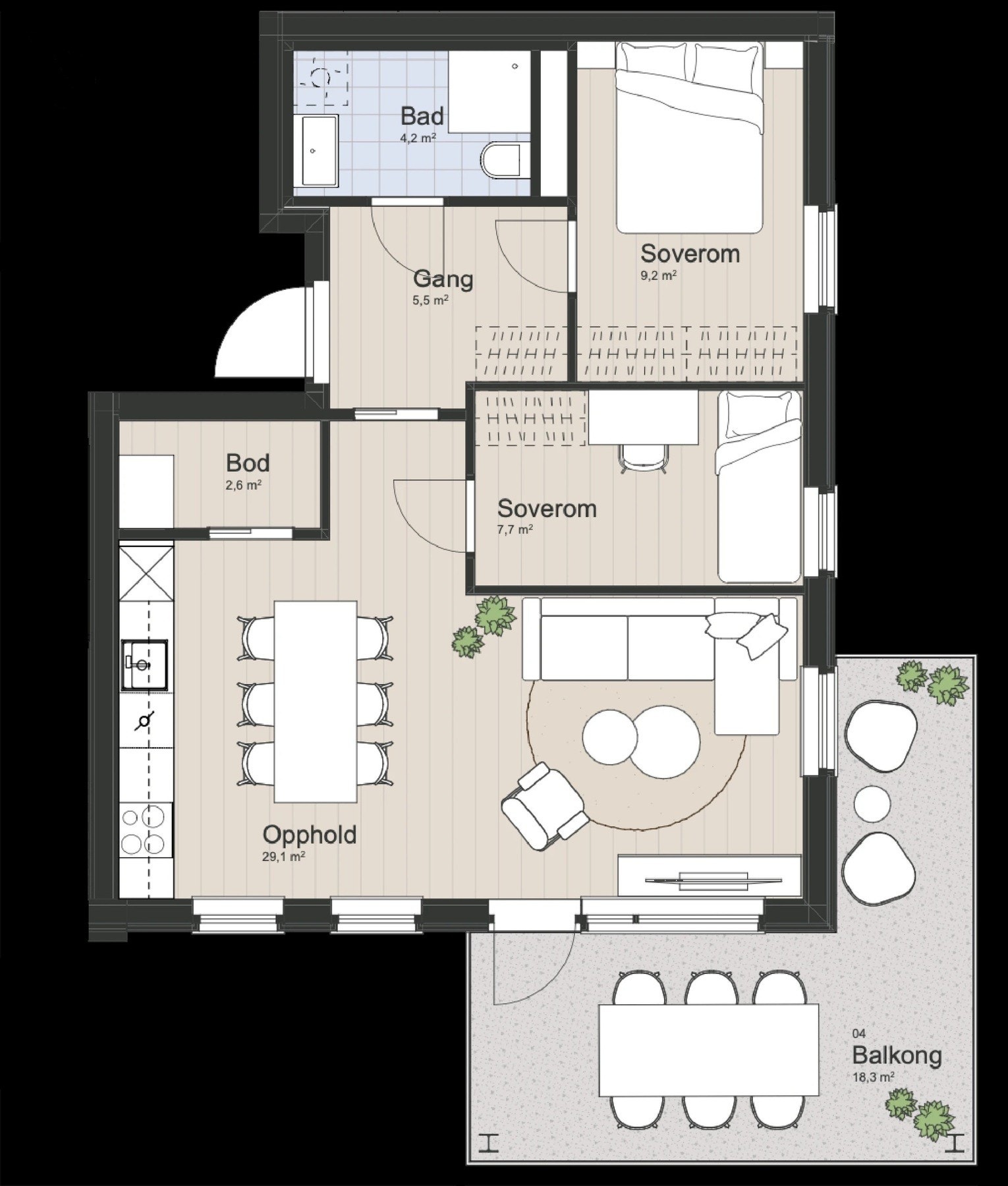 Planskisse for leilighet B2-304 Galleribilde