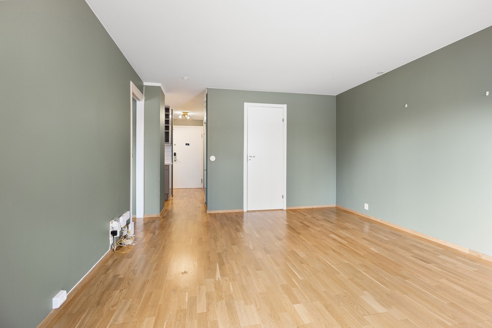 Leiligheten har en romslig stue med en praktisk innebod Galleribilde