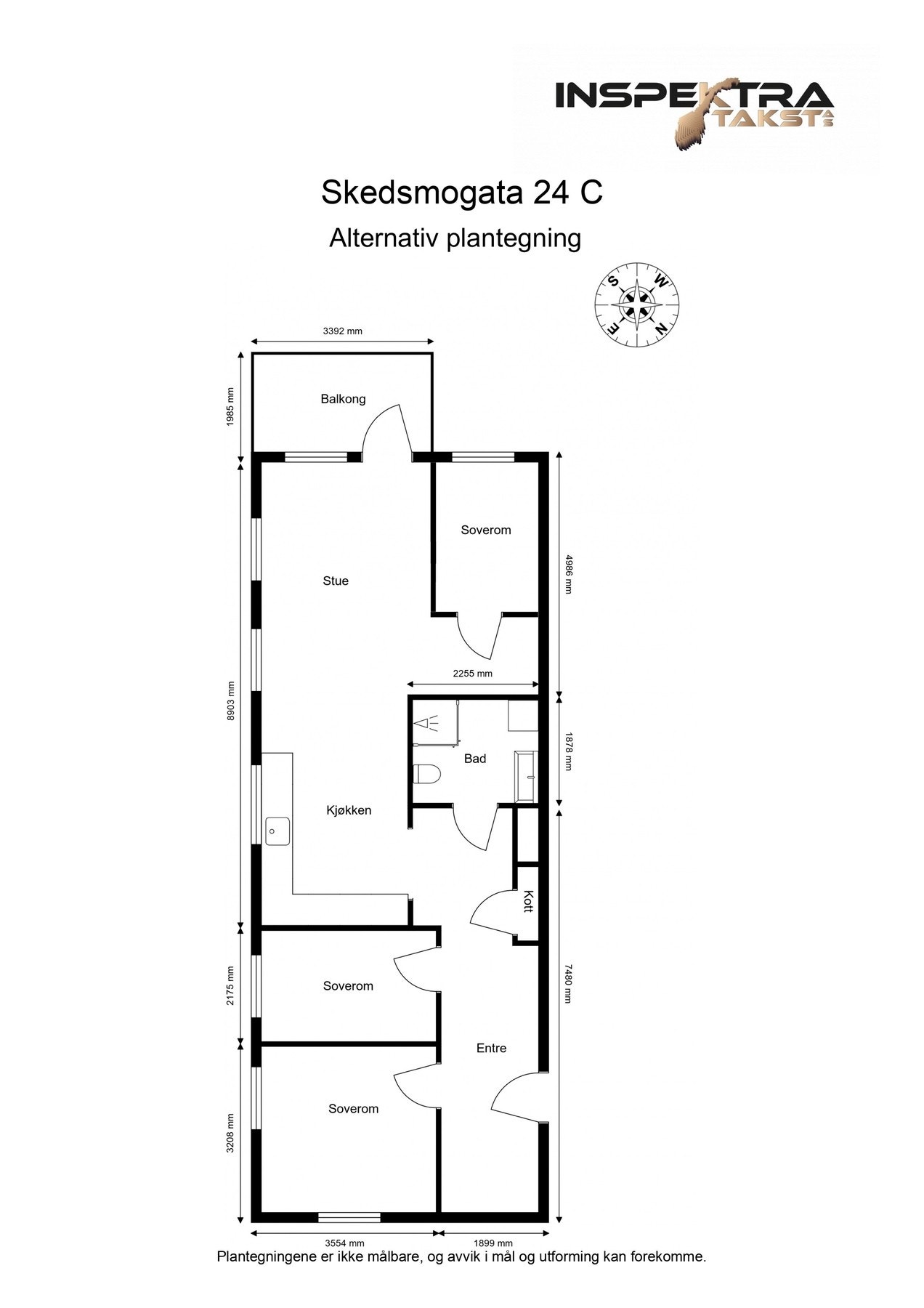 Det er mulig å gjøre om leiligheten til en fullverdig 4-roms med totalt tre soverom. Galleribilde