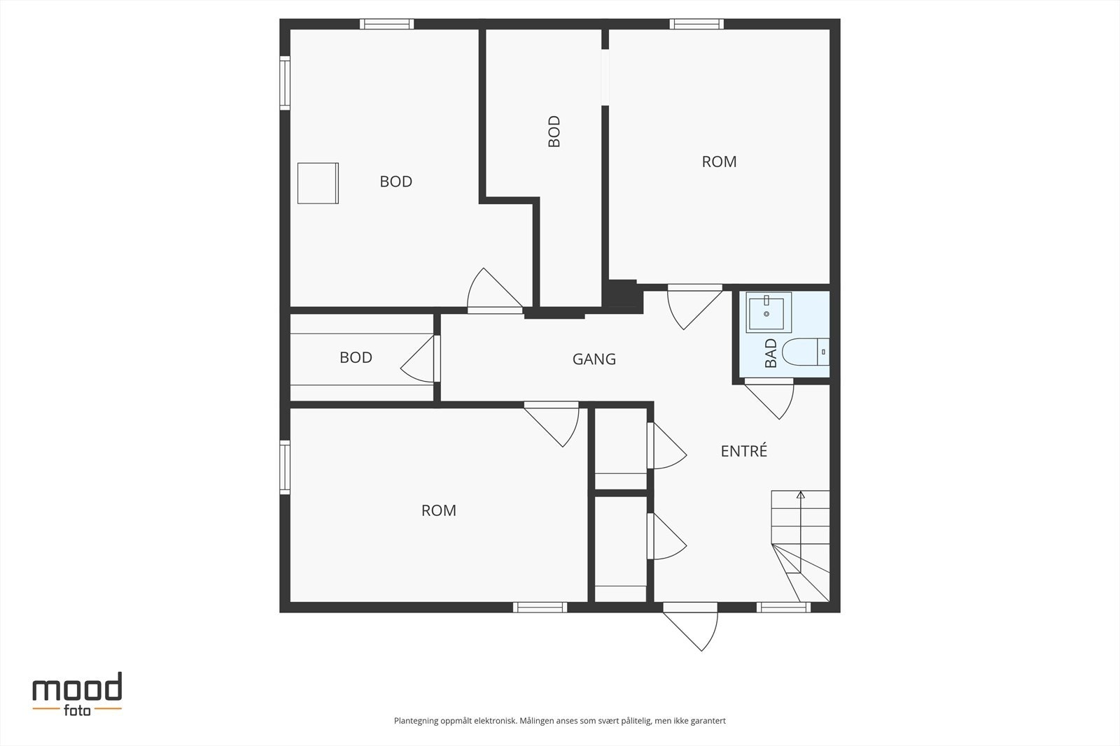Planskisse kjeller: Ryddig og med god plass til oppbevaring, men ikke avbildet. Galleribilde