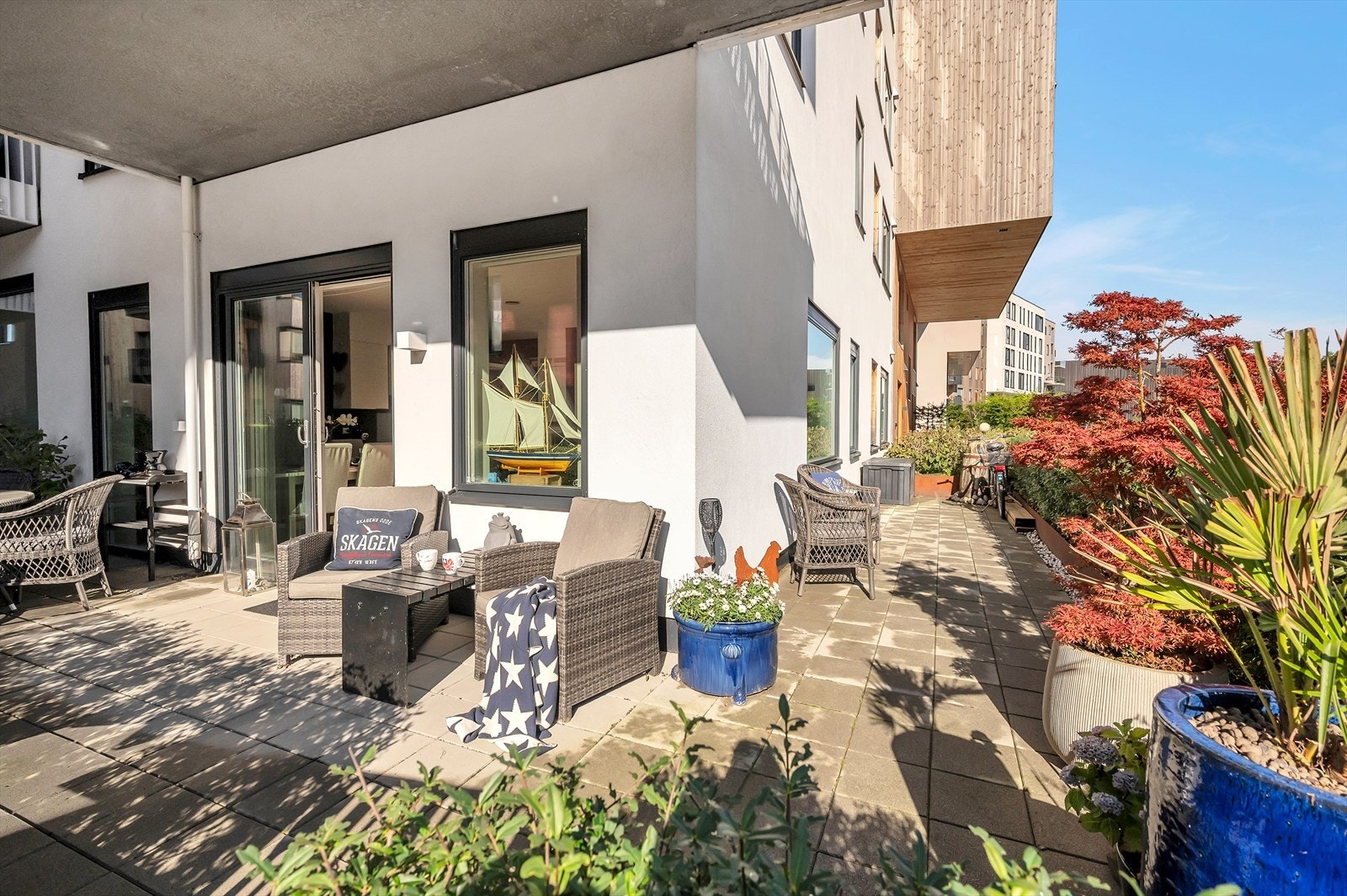 Lun og romslig terrasse. Leiligheten i en av byens aller mest attraktive bosteder, Kanalbyen. Galleribilde