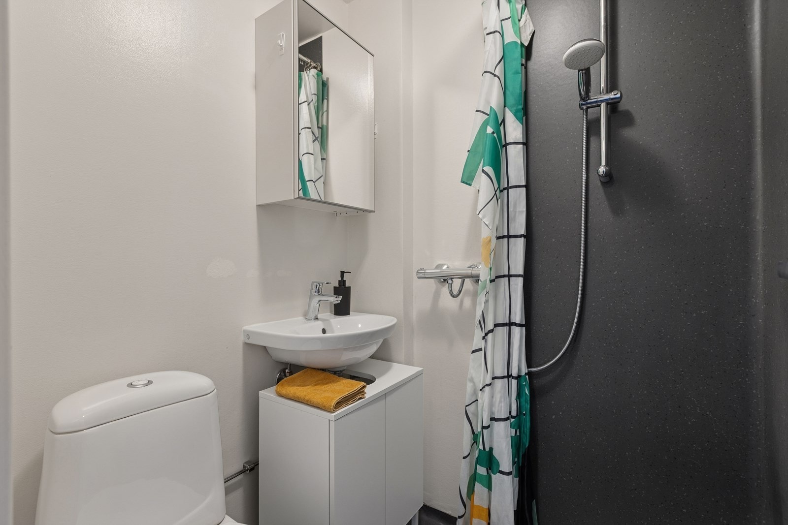 Bad med toalett, dusj og servant Galleribilde