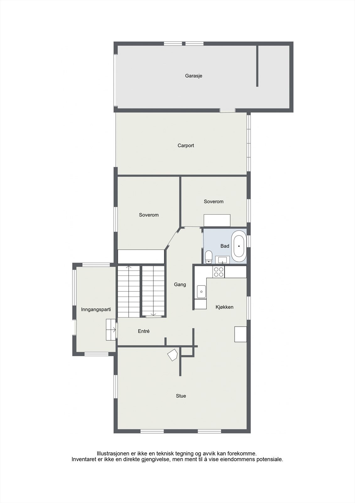 Plantegning 1. etasje Galleribilde