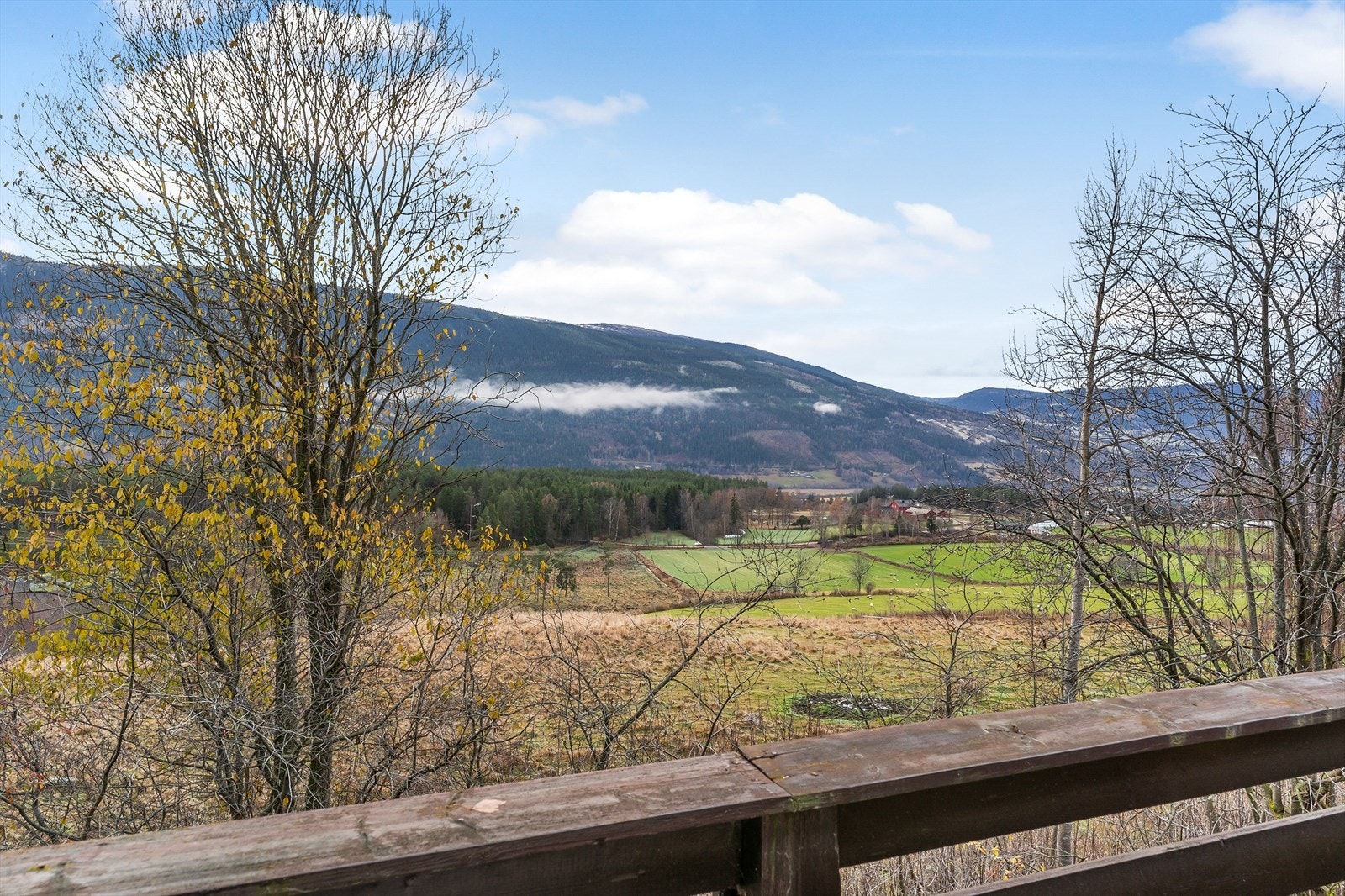 Fra terrassen har man utsikt over det vakre kulturlandskapet i Gudbrandsdalen. Galleribilde