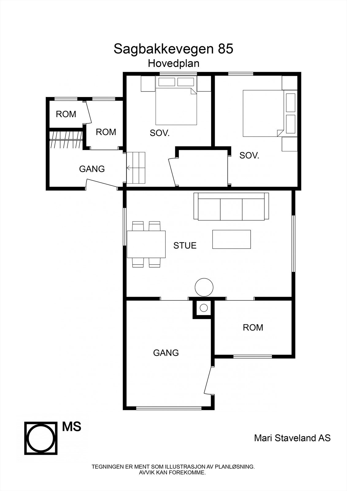 Sagbakkevegen 85 - 2D - Hovedplan - Letterhead Galleribilde