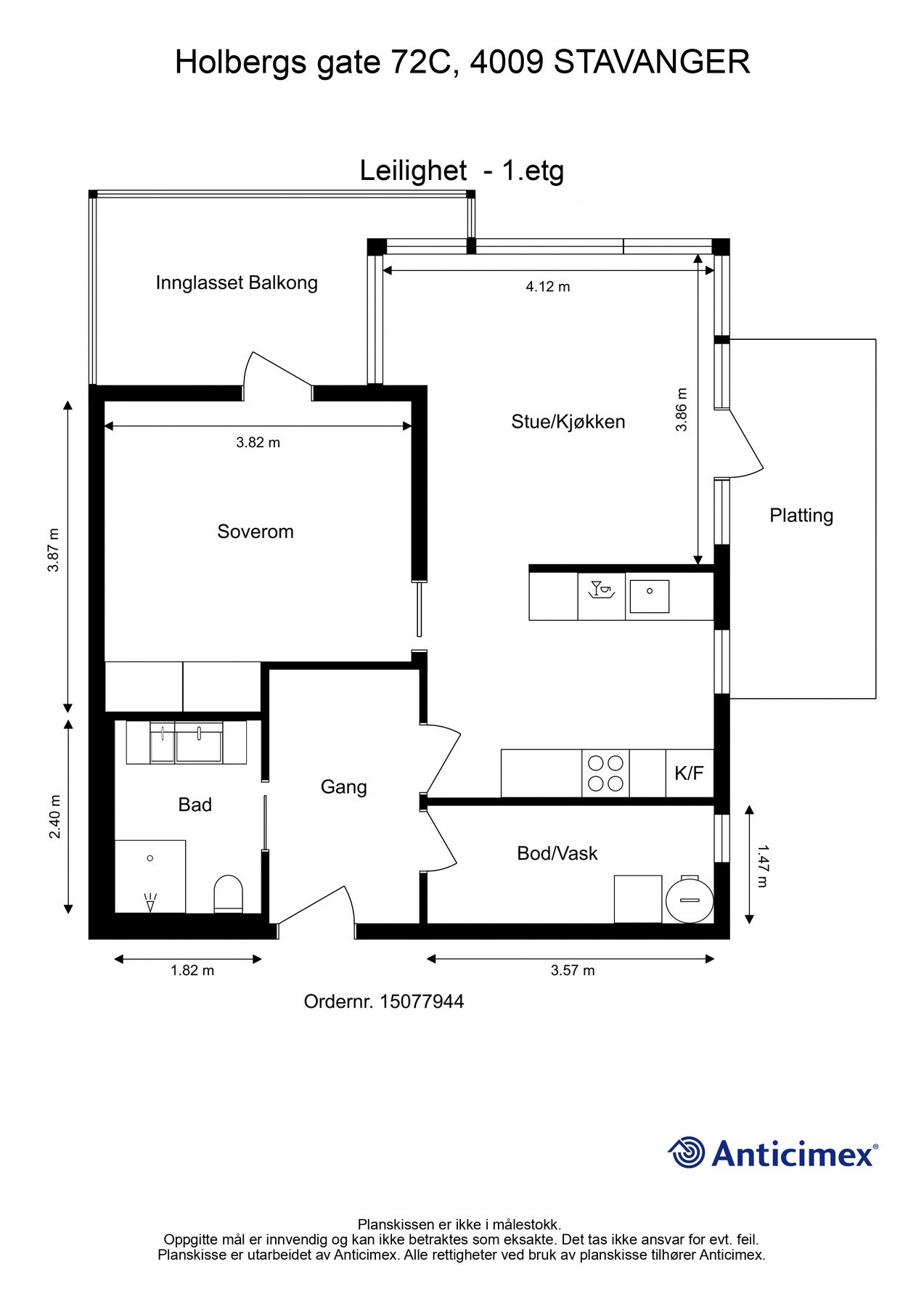 Planløsning. Alle rom har god størrelse. Galleribilde