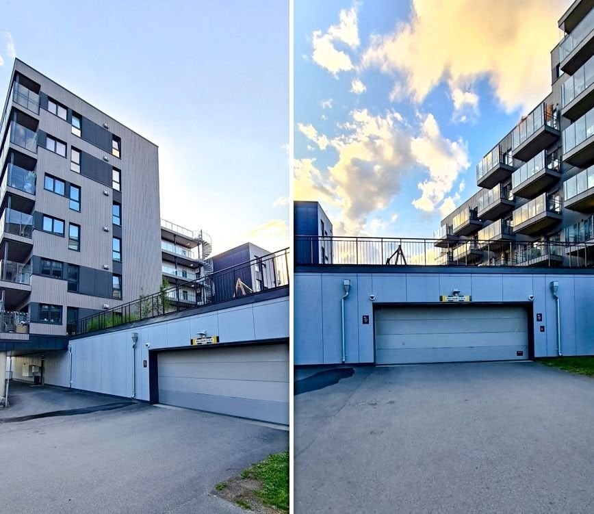 Garasjeport med enkel adgang og overvåkingskamera. Galleribilde