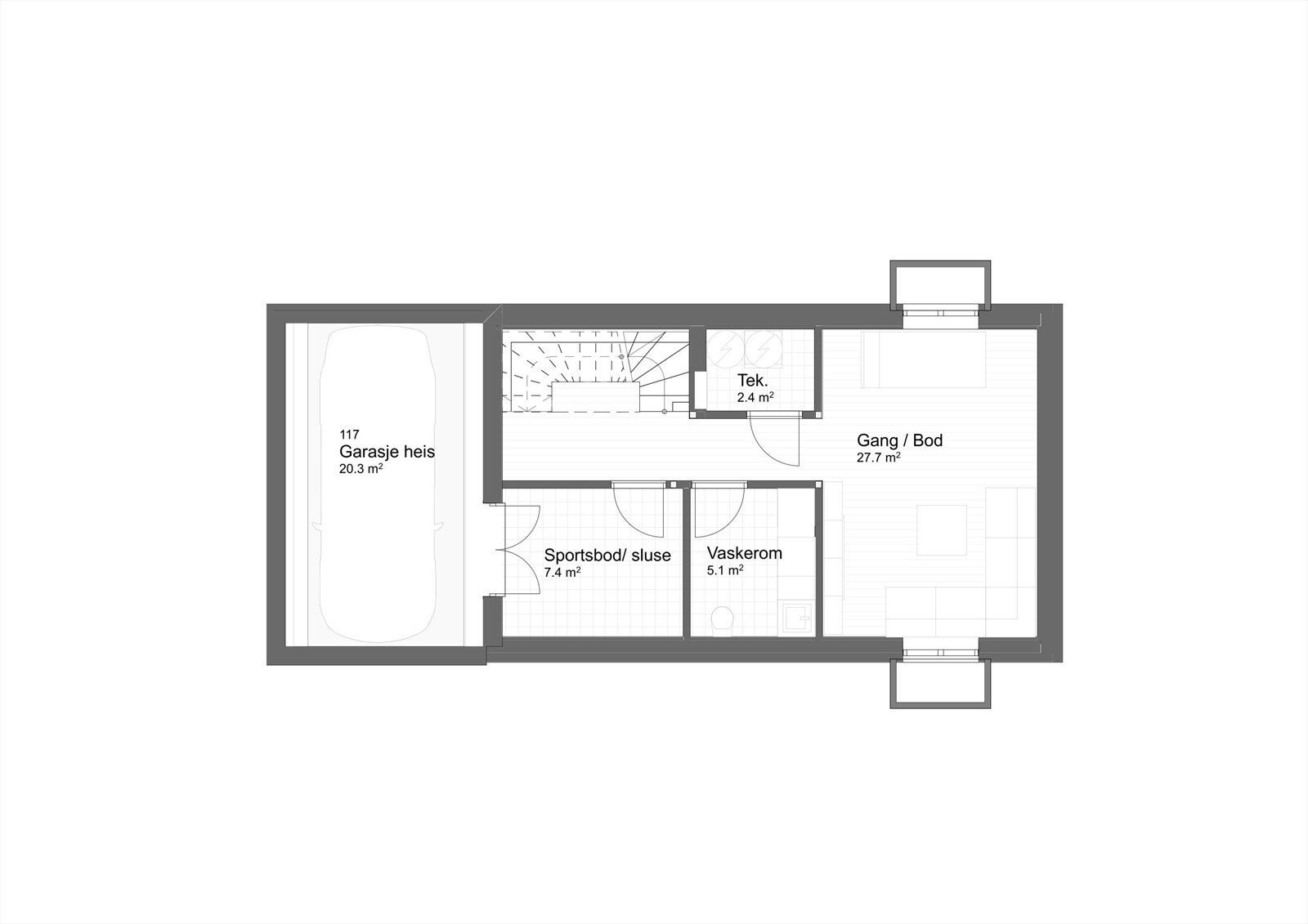 Plantegning u. etasje (Plantegningen er kun ment som illustrasjon, og mindre avvik kan forekomme. Se takstmannens plantegning vedlagt i salgsoppgaven for nøyaktige mål og utførelse) Galleribilde