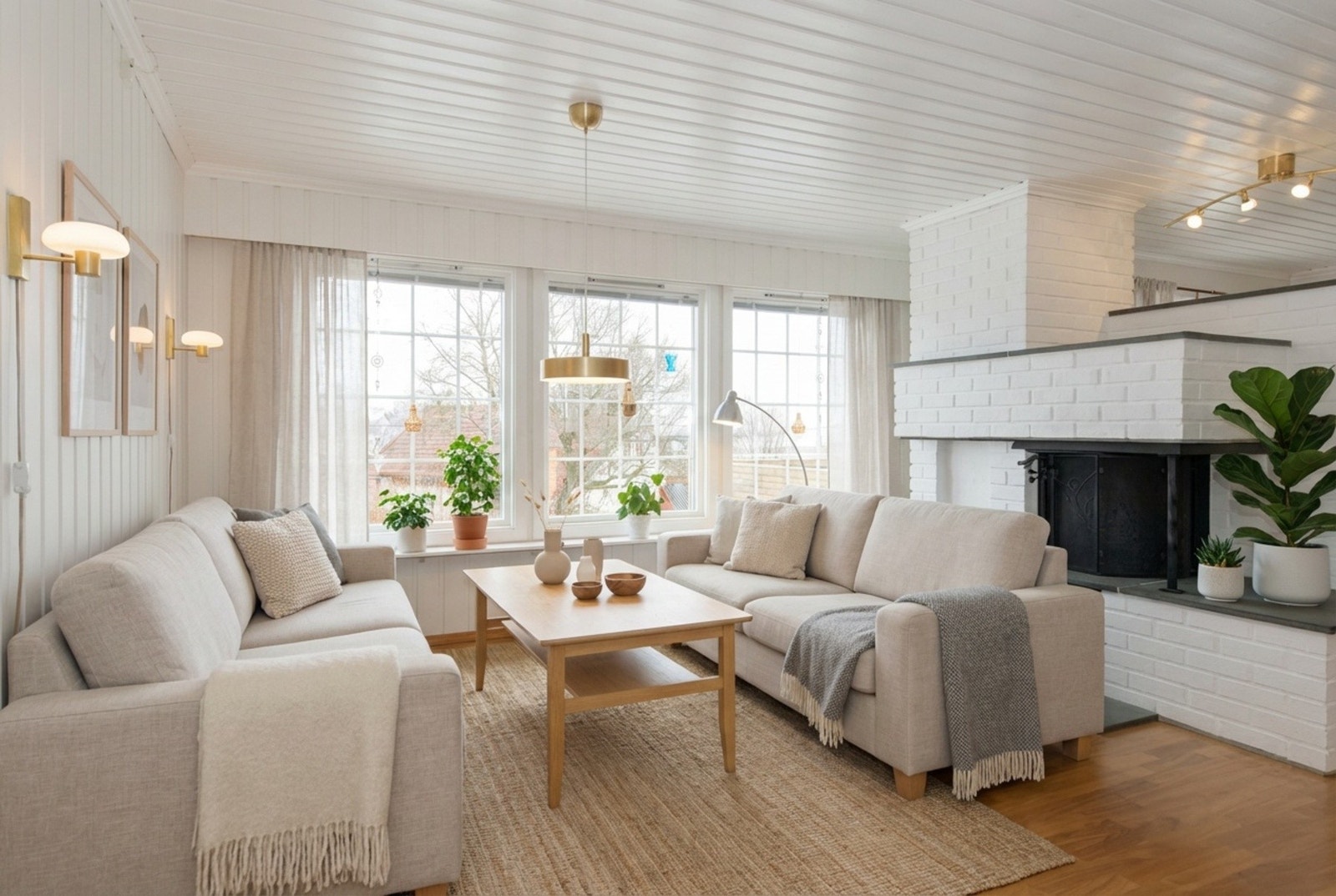 Ai- generert enkel oppussing av stue. Avvik kan forekomme Galleribilde