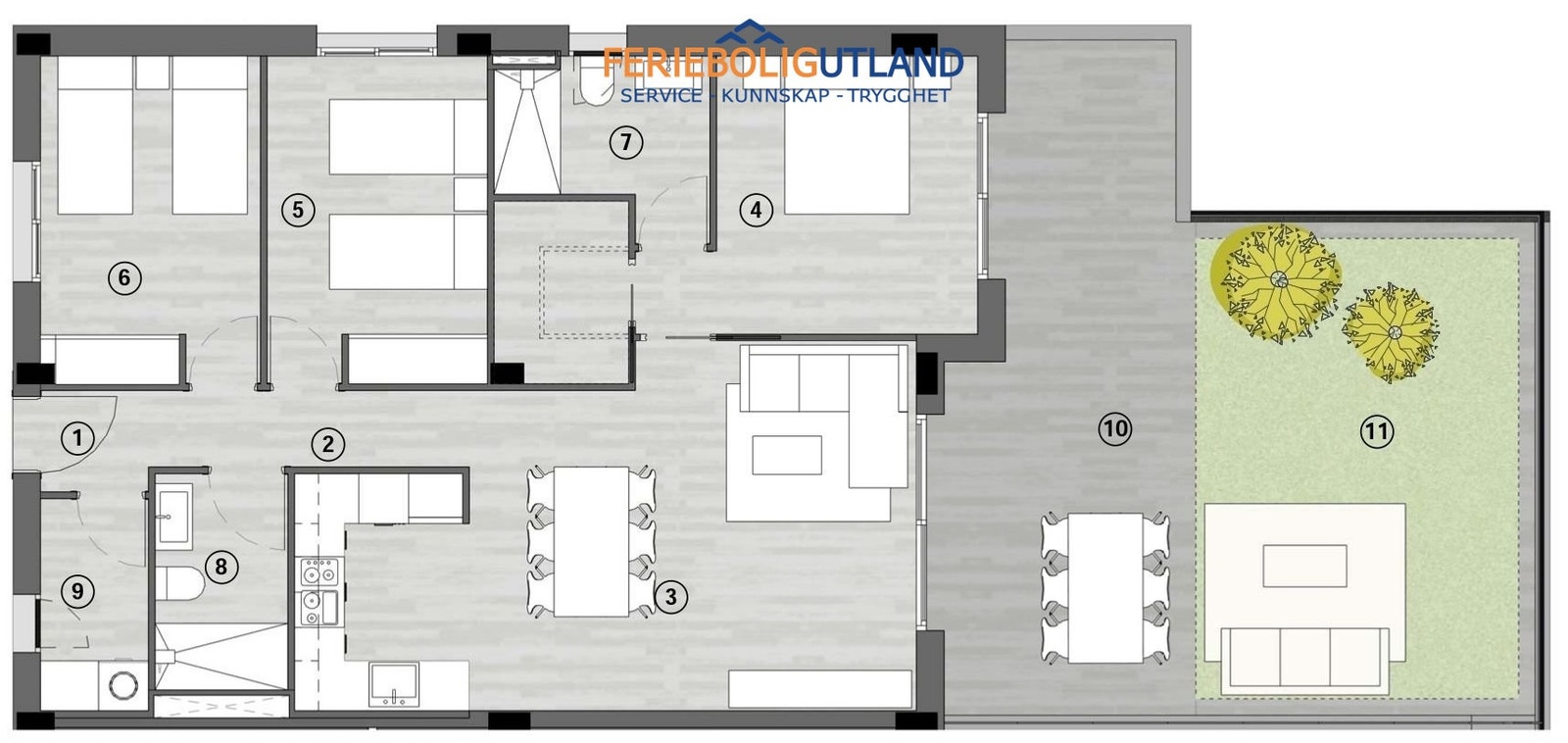 plantegning, 3 soverom Galleribilde