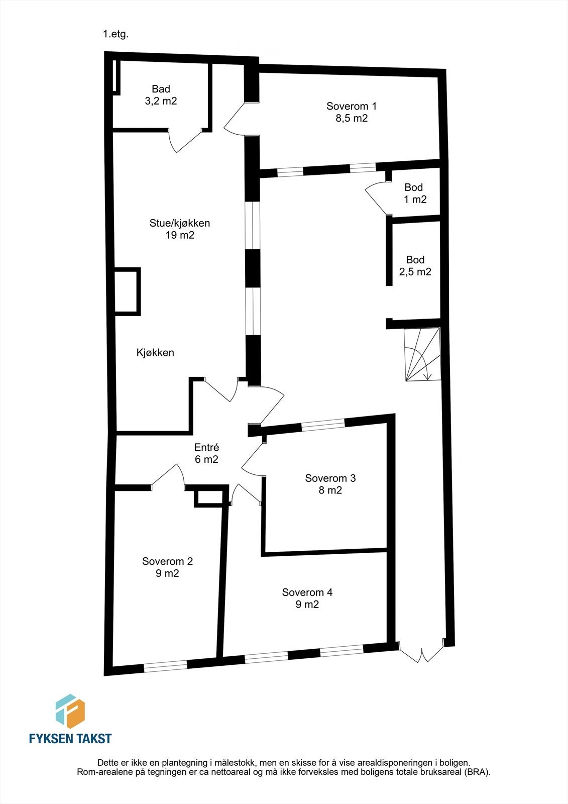 Planskisse 1. etasje Galleribilde