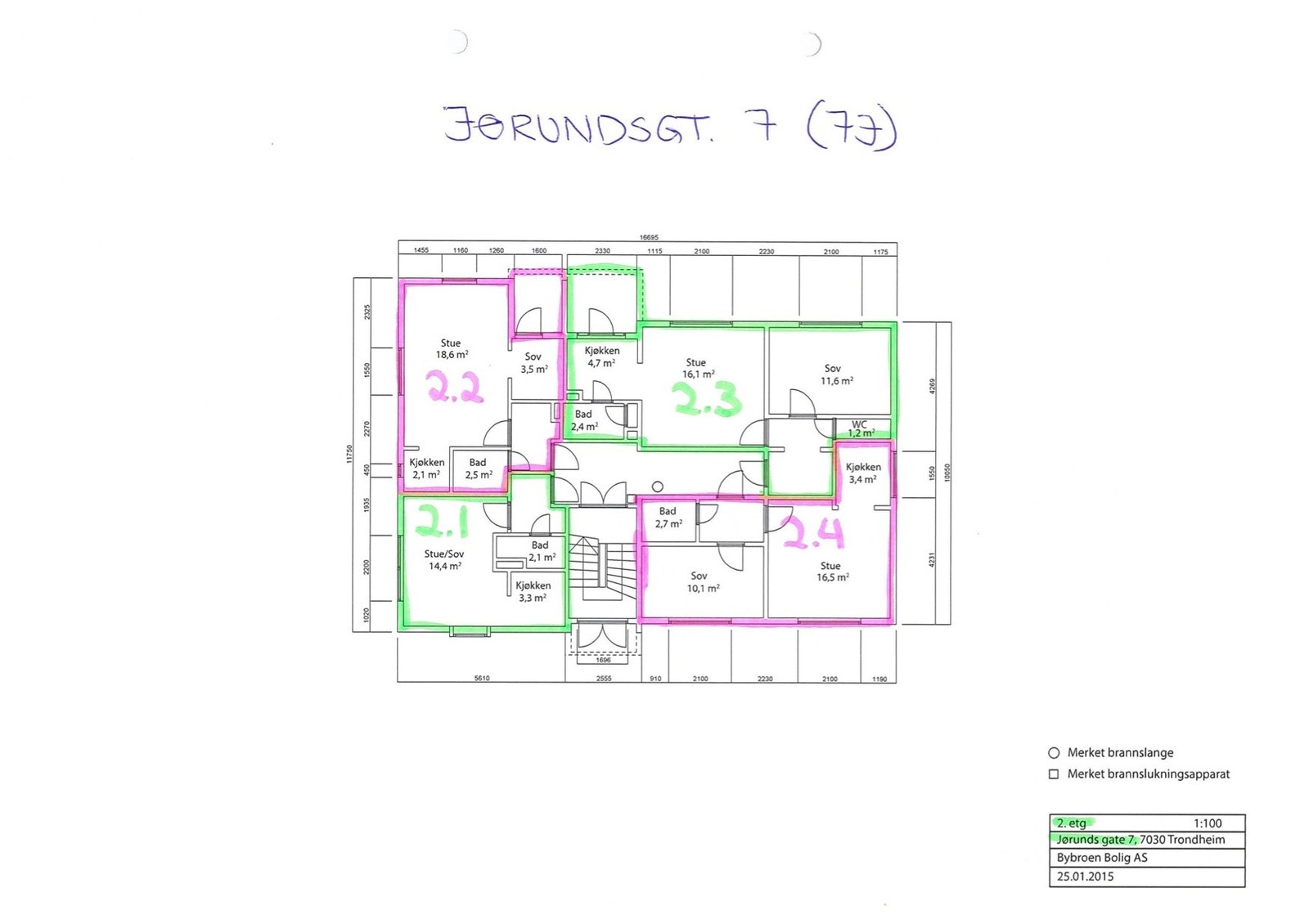 7J 2.1: Leiligheten er merket 2.1 på plantegningen Galleribilde