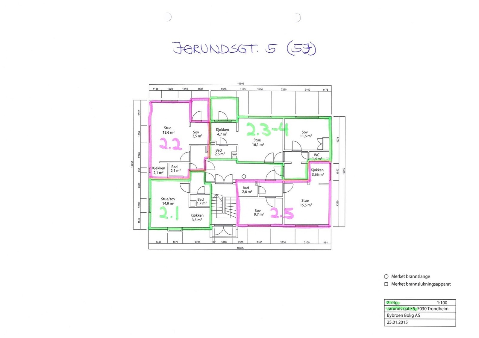 5J 2.1: Leiligheten er merket 2.1 på plantegningen Galleribilde