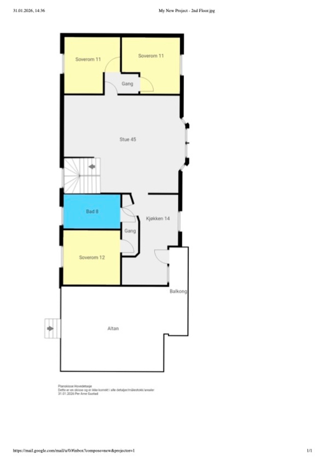 Planskisse - Hovedetasje Galleribilde