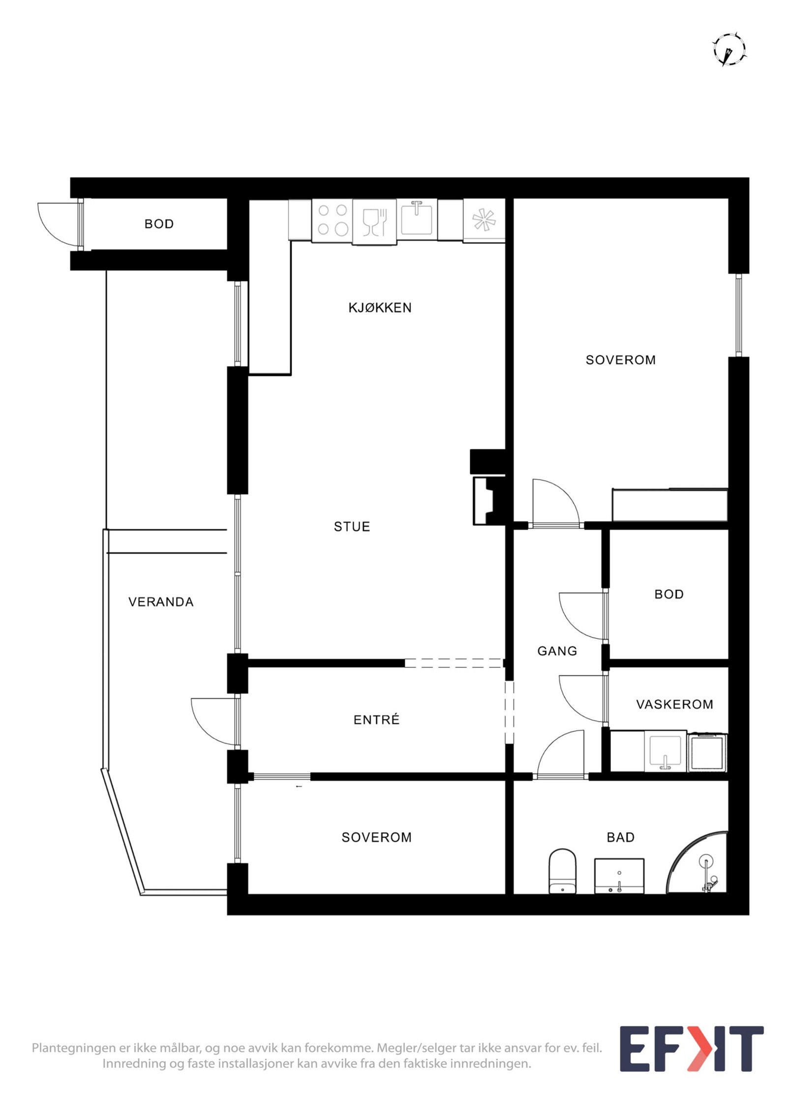 Leiligheten ligger i sokkeletasjen og har en arealeffektiv og fin løsning for deg og dine Galleribilde