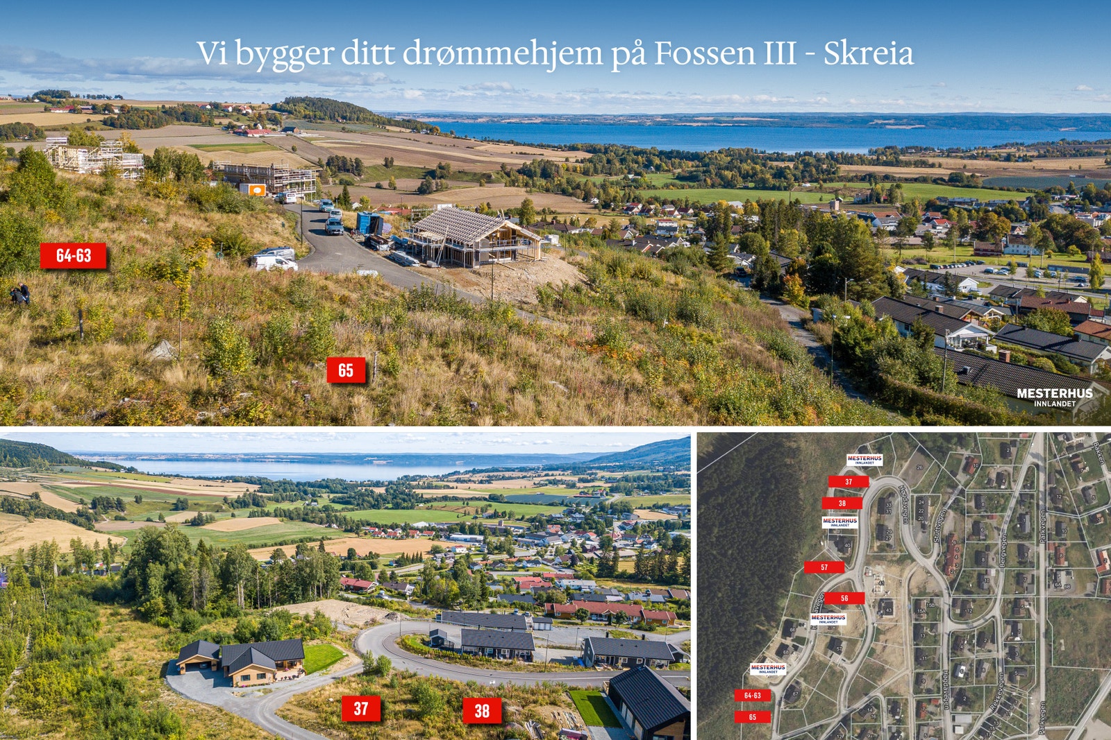 La oss bygge ditt nye hjem her på Fossen-feltet. Vi har tilgang til 5 enebolig-tomter og en tomt hvor vi har planlagt tomannsbolig. Galleribilde