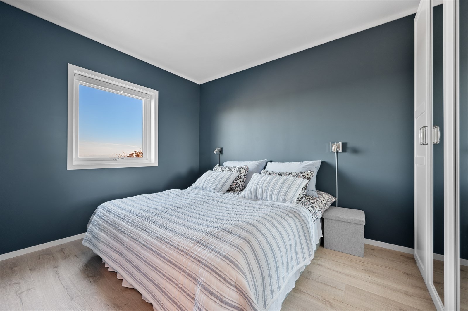 Romslig hovedsoverom med god plass til garderobe Galleribilde