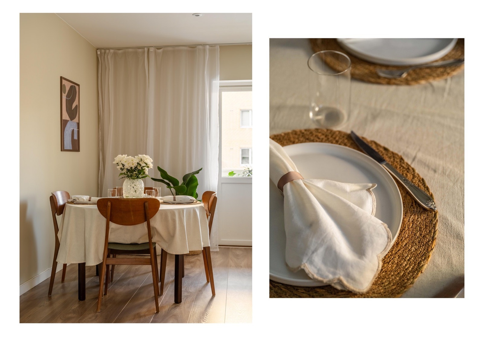 Størrelsen på rommet gir mulighet for både sofagruppe og spisebord. Galleribilde