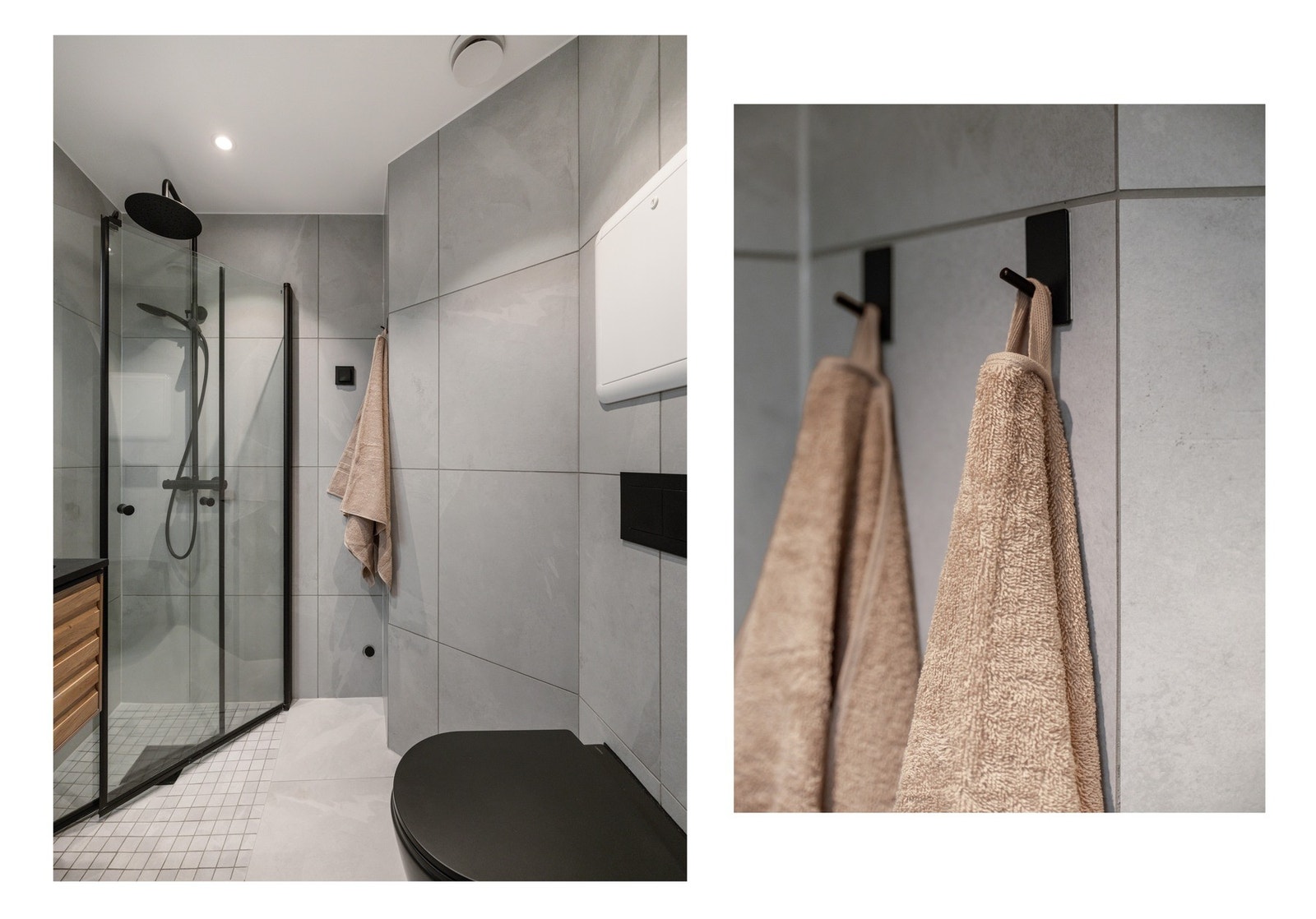 Videre har vi det pent flislagte baderommet, pusset opp i 2022. Galleribilde