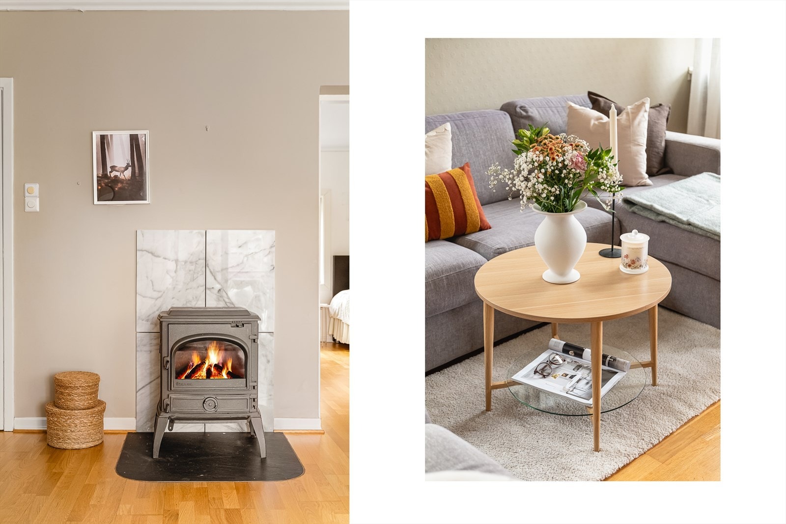 Peisovn (Dovre) med glassfront gir ekstra varme og kos på kalde dager. Galleribilde