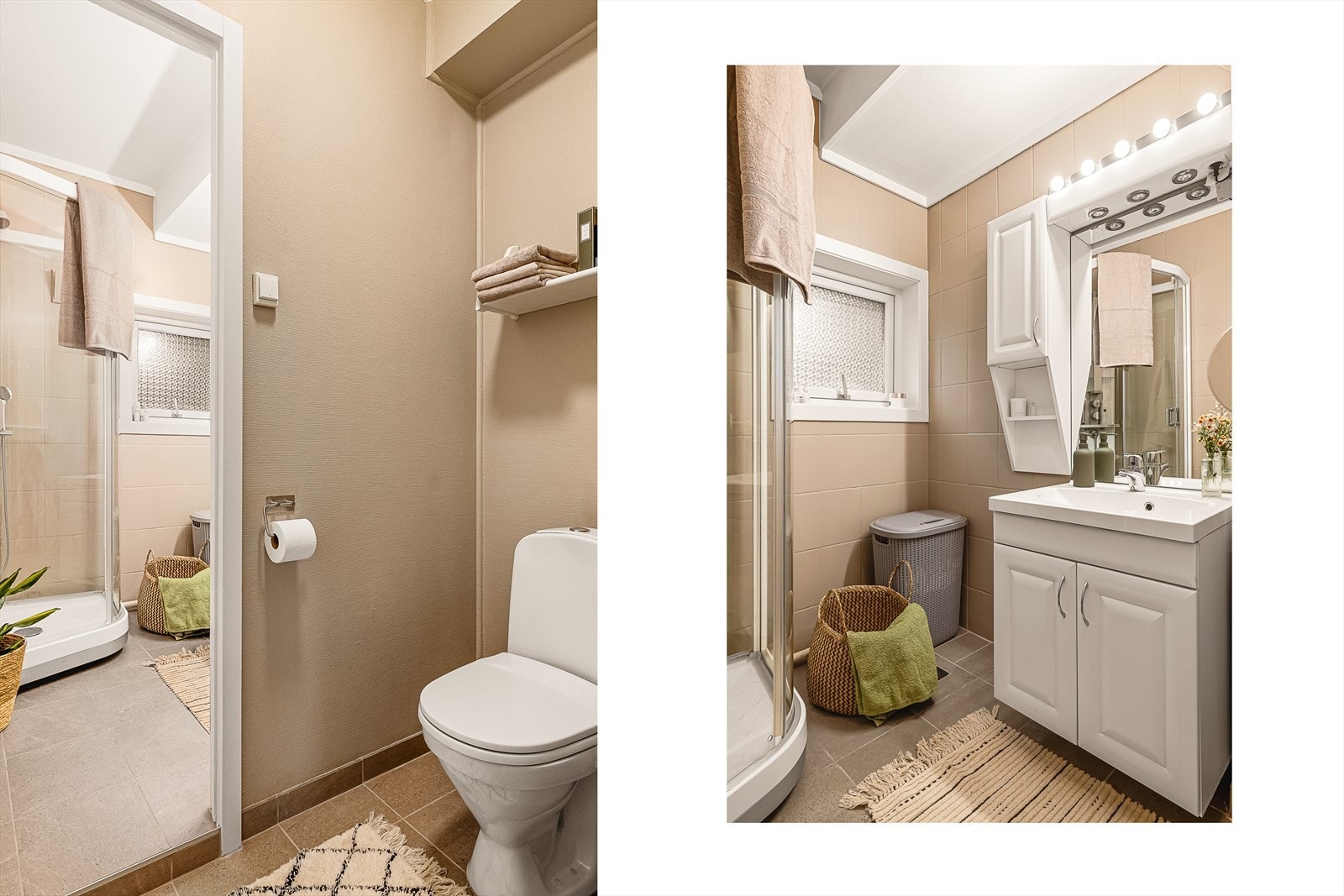 Det er i 2026 lagt nye fliser på badegulvet. Galleribilde