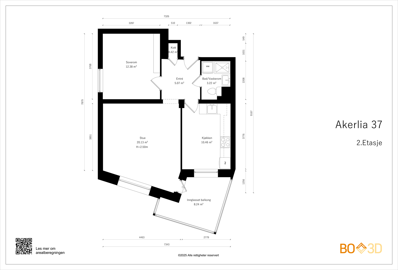 Leiligheten har en arealeffektiv og god planløsning med separat kjøkken og stue. Galleribilde