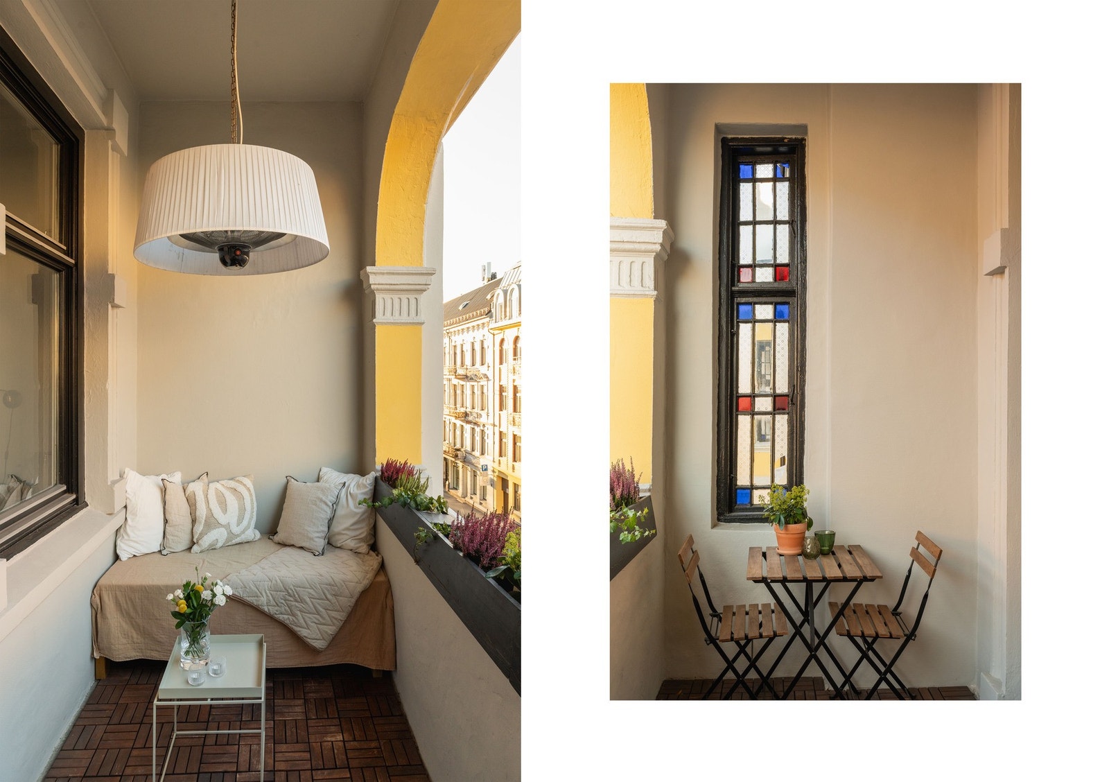 Lun, overbygget balkong med plass til sosial møblering. Galleribilde