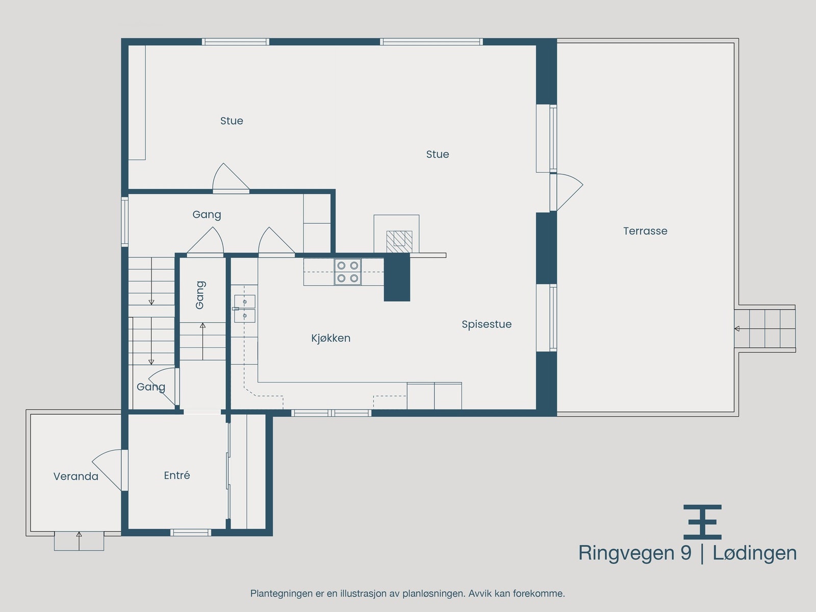 Plantegning 1. etasje Galleribilde