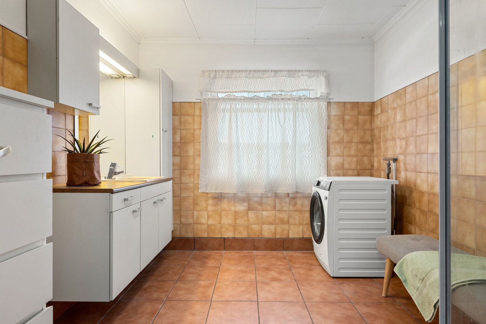 Badet er på 8m². Galleribilde