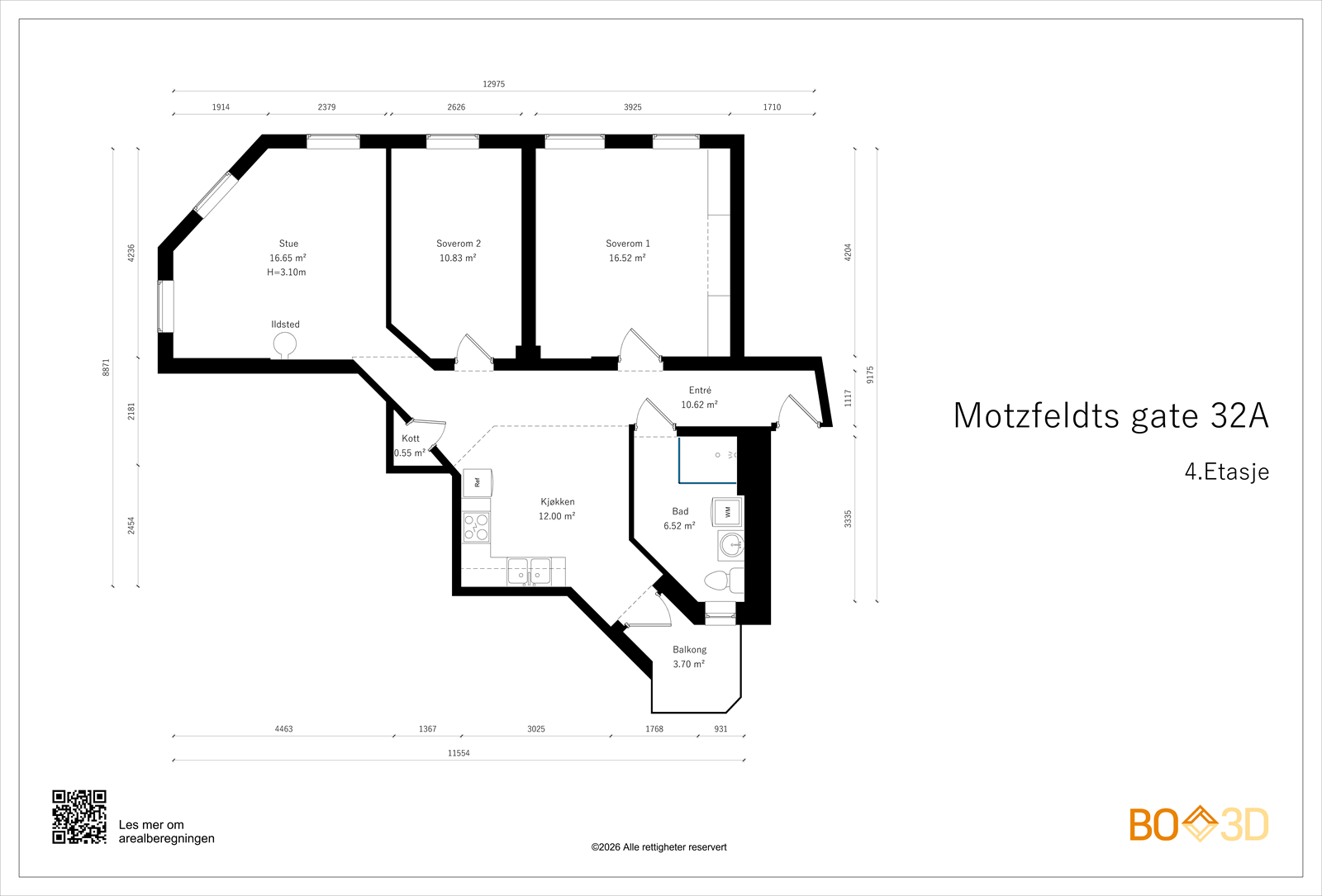 Takstmanns plantegning - Alternativ plantegning med soverom 2 Galleribilde
