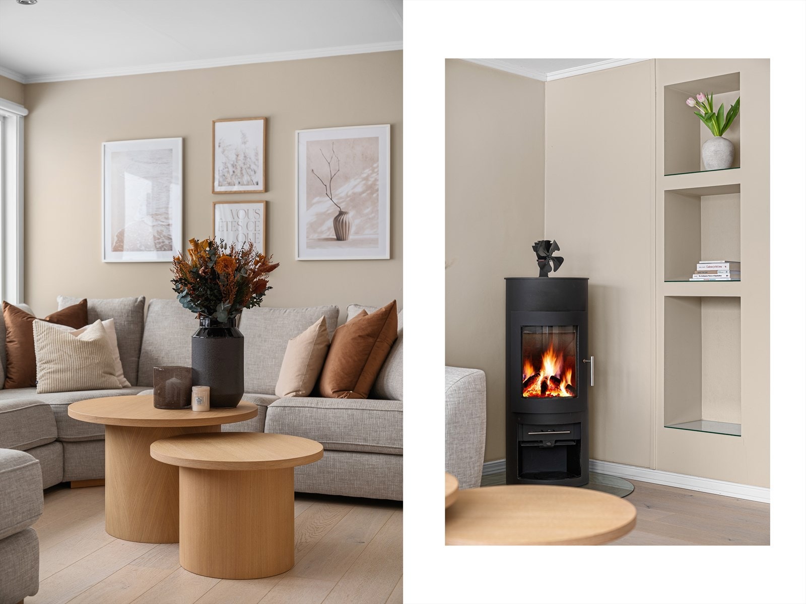 Koselig vedovn som varmer godt på kalde høst- og vinterdager Galleribilde