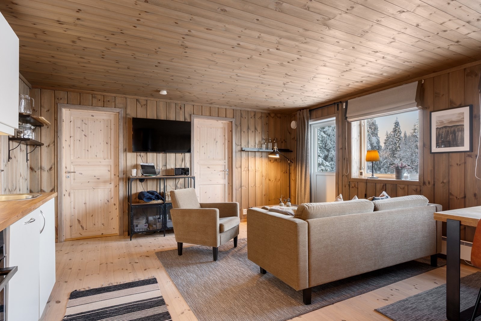 Stuedel med sofa og TV-møbler. Galleribilde