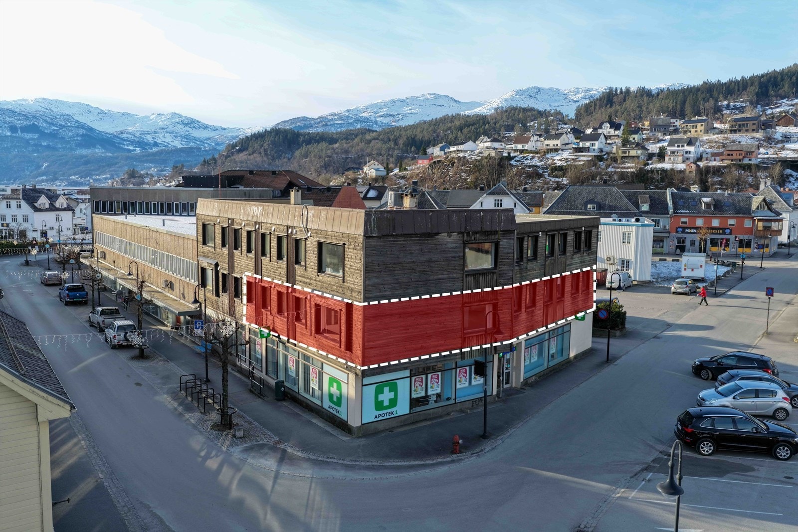 Merket leilighet i 2. etasje over Apoteket. Foto: Portal Norge Galleribilde