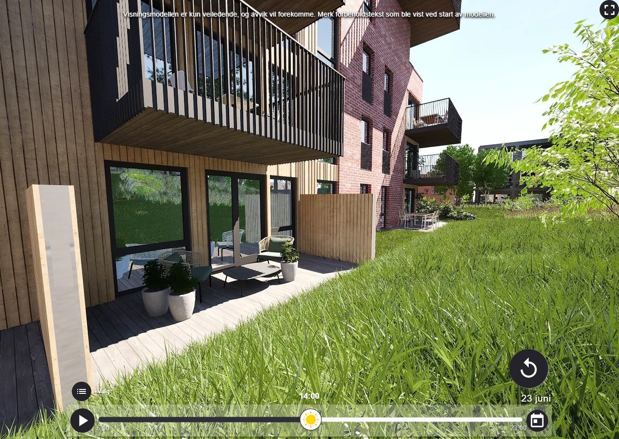 Ca. 12,5 kvm vestvendt terrasse og ca. 6 kvm. hage. Galleribilde