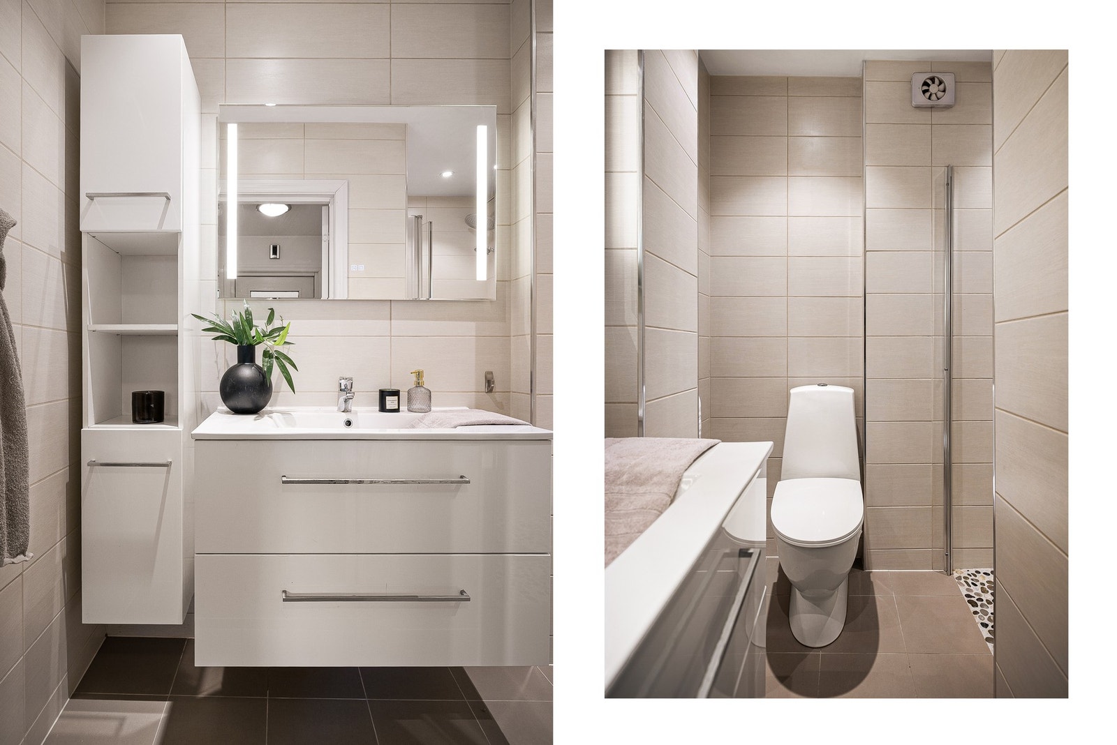 - Badet fra 2014 holder en delikat standard med fliser på gulv og vegger, samt varmekabler - Galleribilde