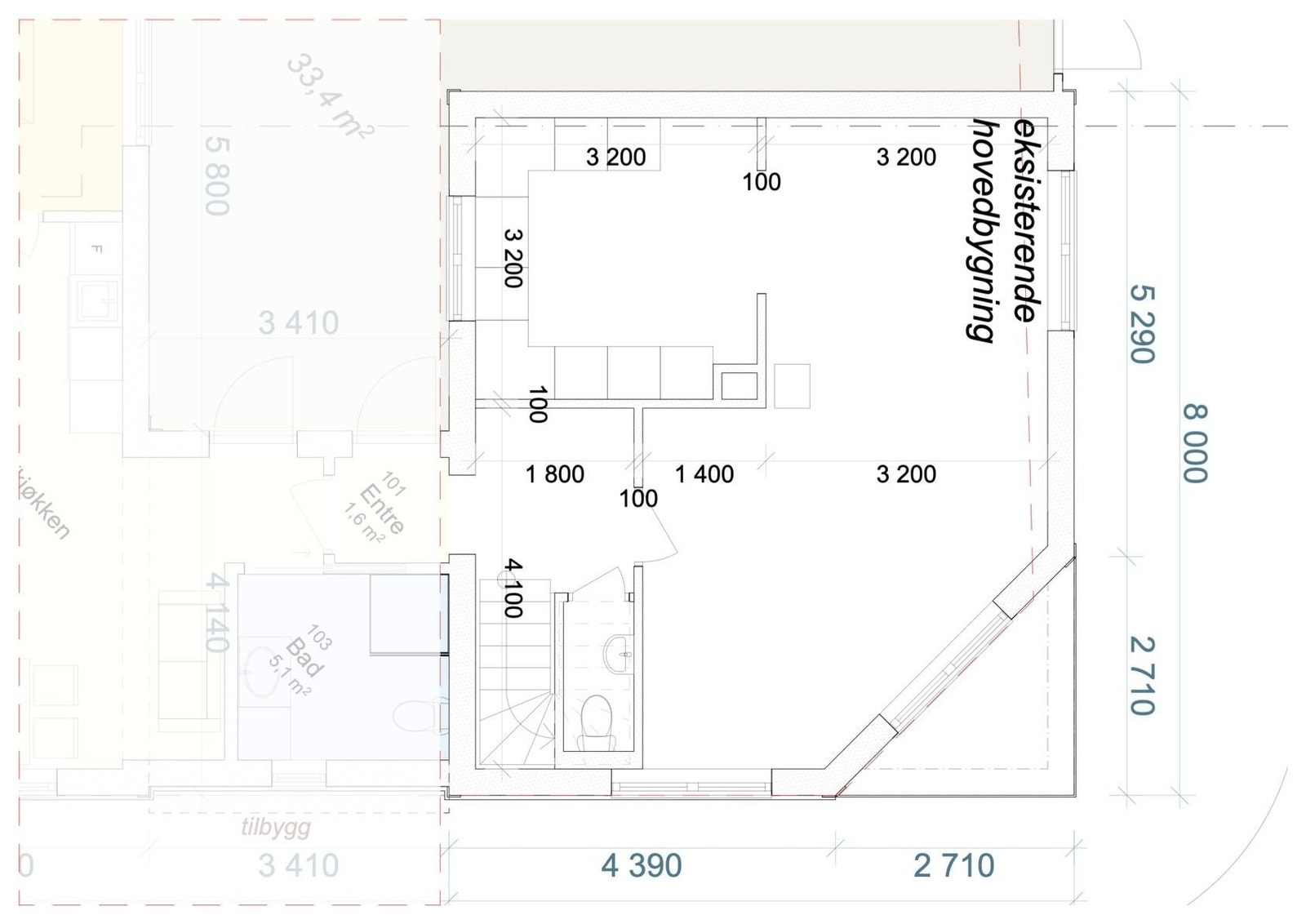 tegning hovedhus 1 etasje Galleribilde