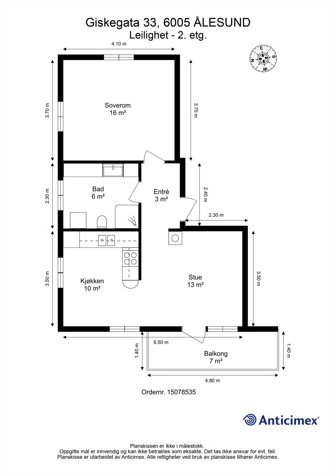 Målsatt plantegning Galleribilde